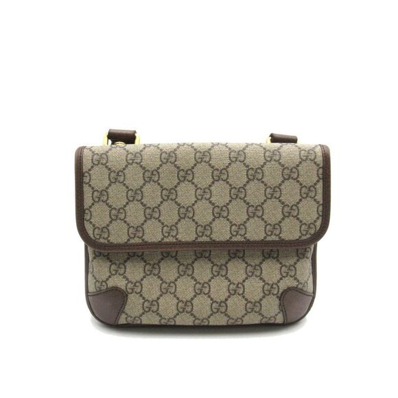 Gucci Supreme Pvc Canvas Leather Brown GG Small Bag Messenger Bag Shoulder Bag - Picture 2 of 6
